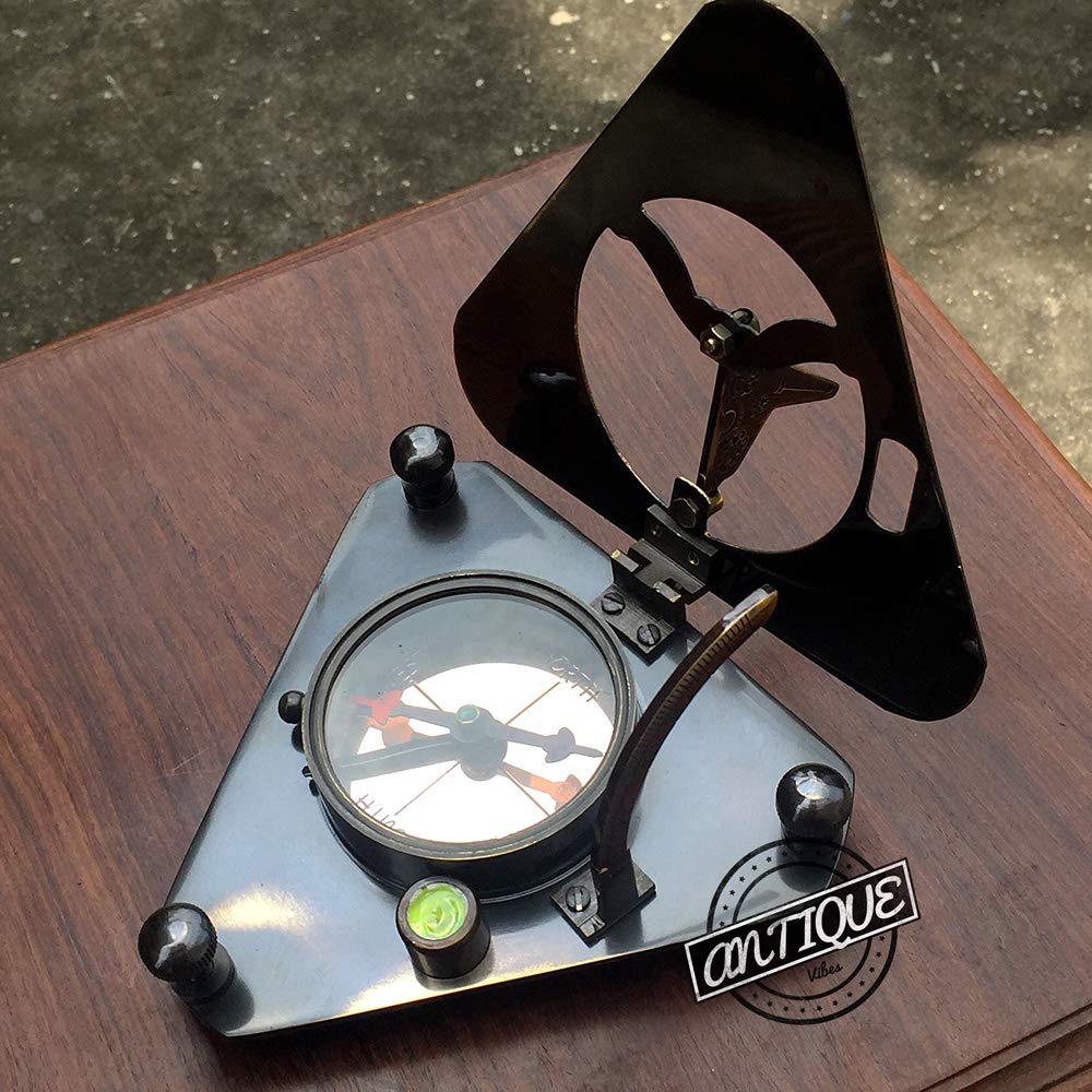 AV Copper Ancient Design Sundial Triangle Clock Compass (Vintage Gift)