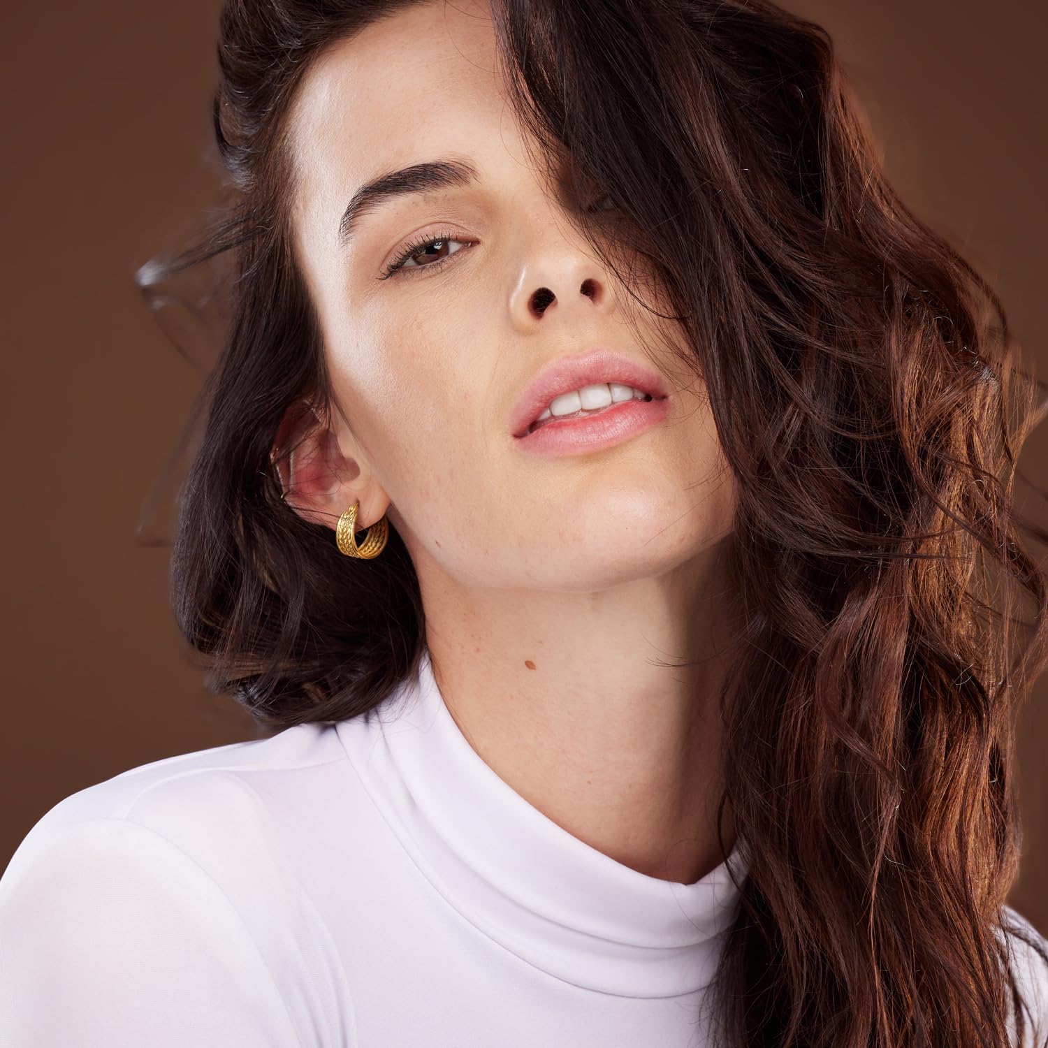 Gold Hoop Earrings for Women 14K Gold Earrings for Women Trendy Woven Texture and Openwork Design Unique Womens Hoop Earring