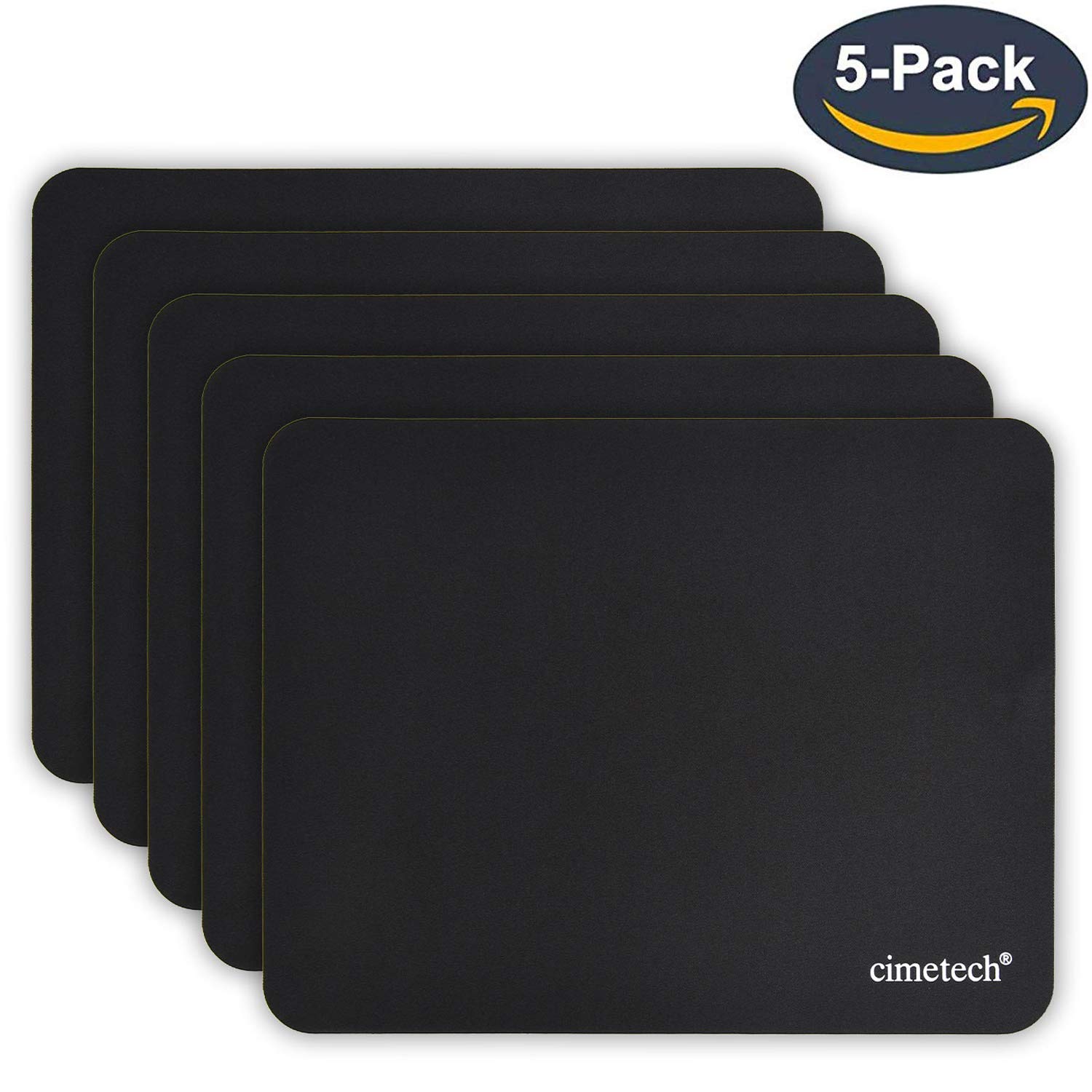cimetech Comfortable Mouse Pad Gaming Surface Superfine Fiber Smooth Silk Sensors Wipe Washable for Laptop Computer (Normal 5PCS, Black)
