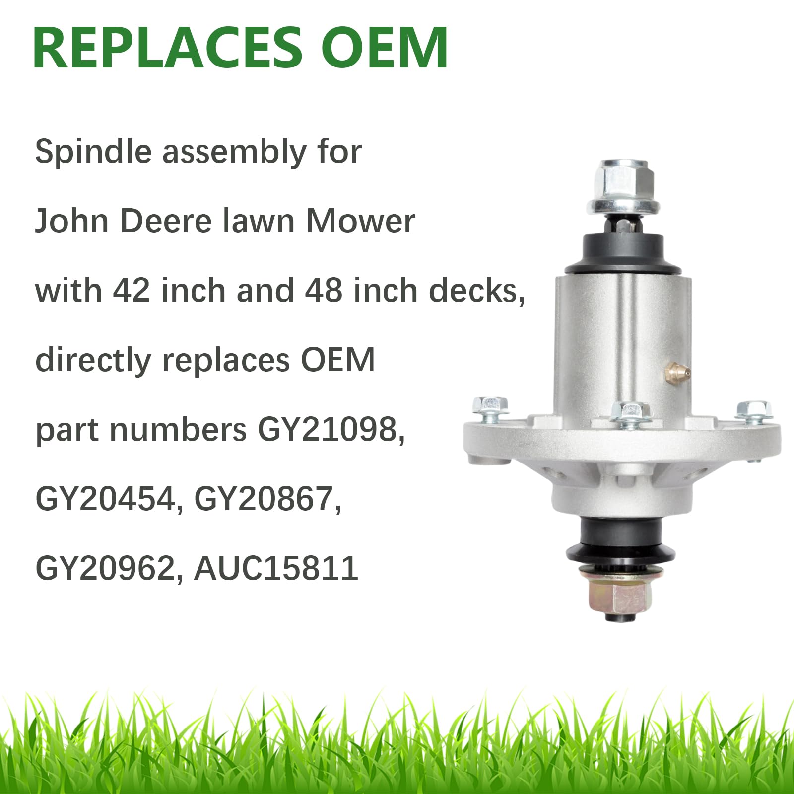 Paquete de 2 unidades de conjunto de husillo sustituye a GY20454 GY21098 GY20867 GY20962 GX21694 AUC15811 apto para LA100-LA165 D100-D160 X110 X120 X140 con 106.7 121 cm. Cubierta de 0.35