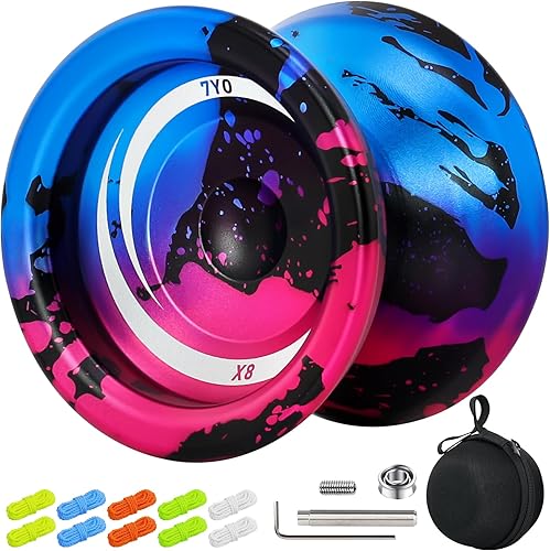 Miniatura 11 de 7YO Yoyo profesional para niños de 8 a 12 años, Yoyo X8 sensible con modos duales para principiantes + rodamiento KK, 10 cuerdas de yo, funda,