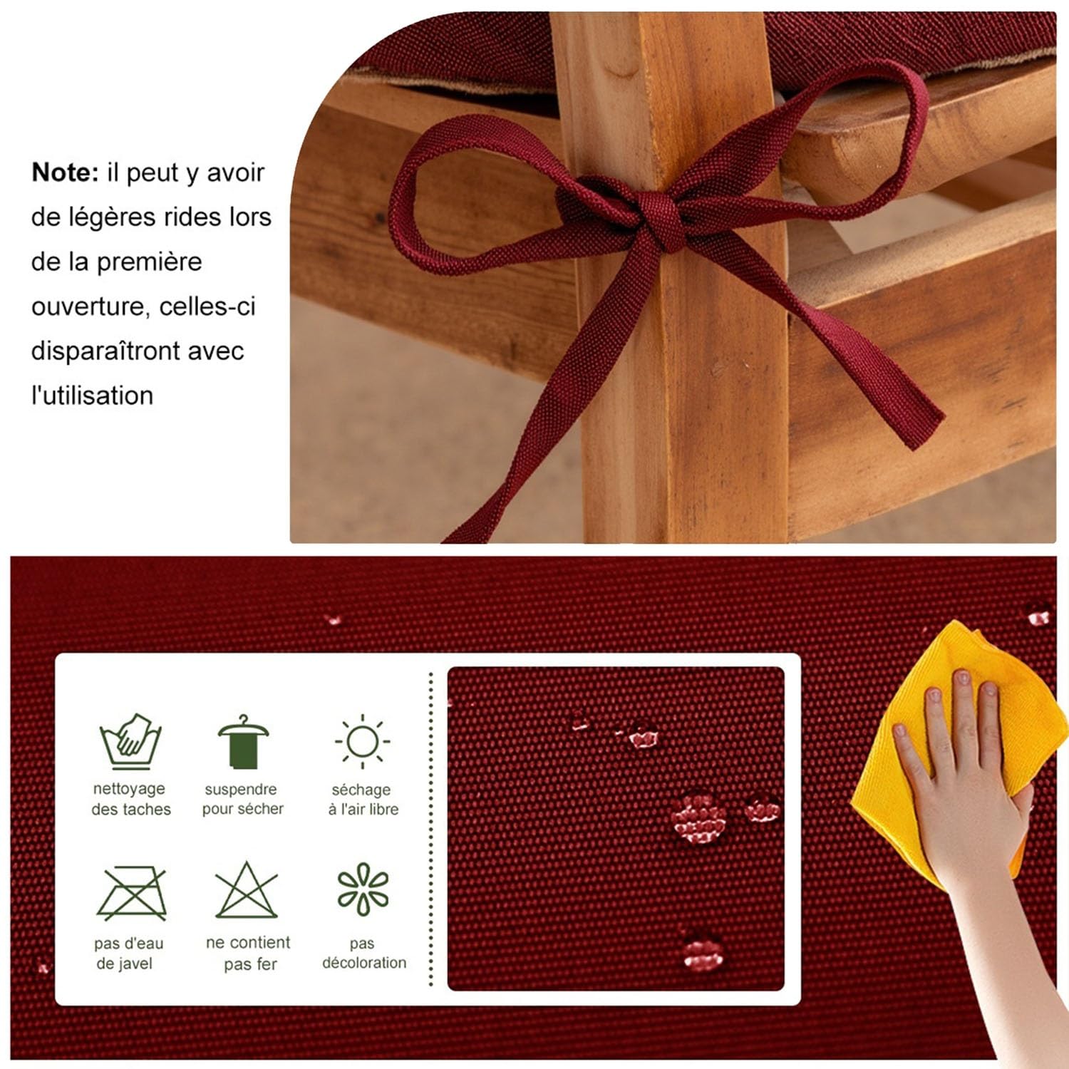 Fodera impermeabile antiscivolo per panca con bordo, 1 pezzo, per esterni/interni, patio, 124,5 x 61 x 10,2 cm, ideale per cuscini da seduta, lacci inclusi