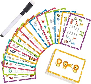 Letter Flash Cards, Colorful Letter Learning Flashcard for Preschool, Interactive Alphabet Words Flash Cards for Kindergar...