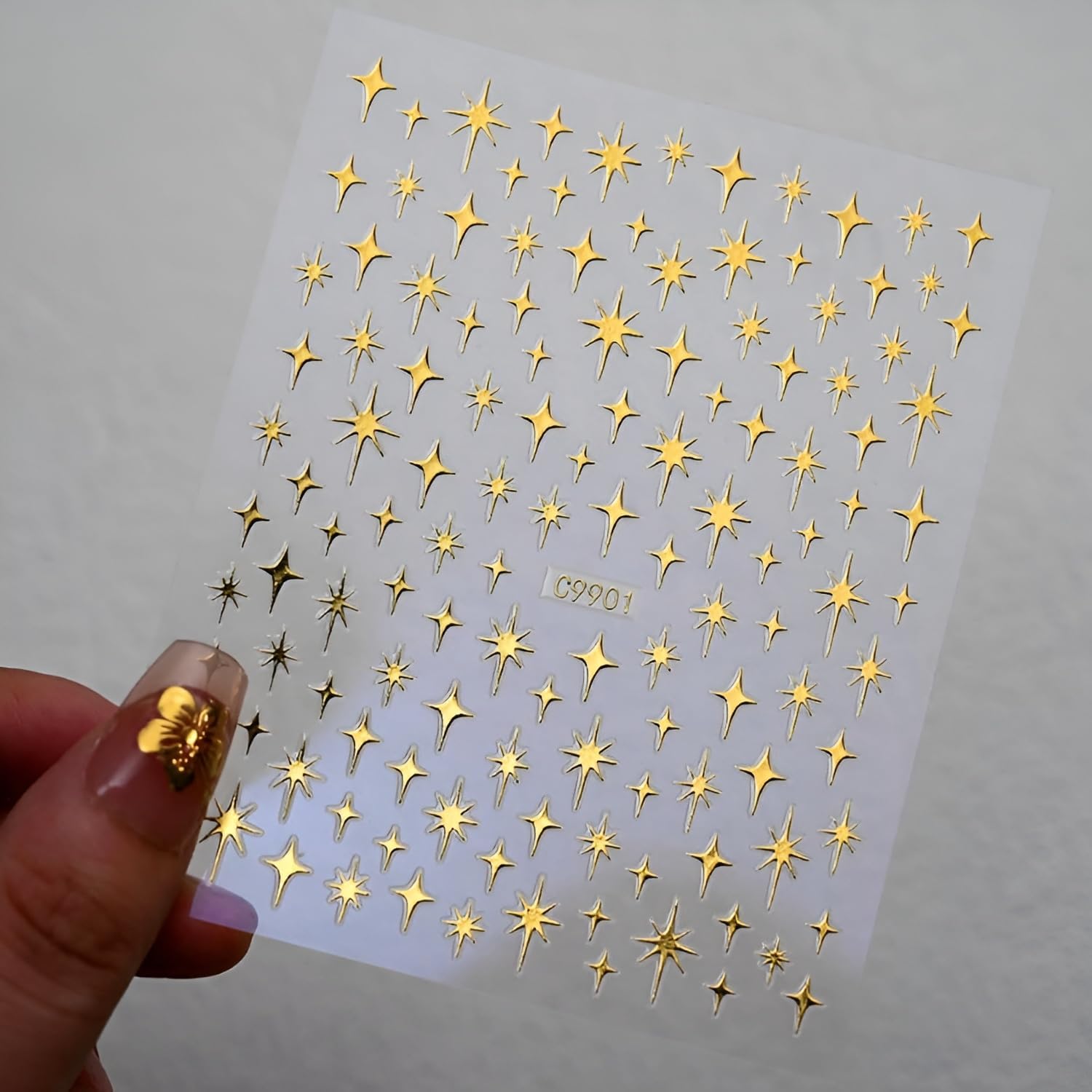 12 Sheets Gold Nail Art Stickers Decals 3D Self Adhesive Letter Heart Nail Decals,Flower Star Nail Stickers,Gold Nail Stickers for Nail Art,Nails Supplies for Women Girls image 5