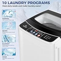 Vista 2 de NICTEMAW - Lavadora portátil de 17.8 libras/2.4 pies cúbicos, lavadora automática completa con 10 programas y 8 niveles de agua, lavadora pequeña