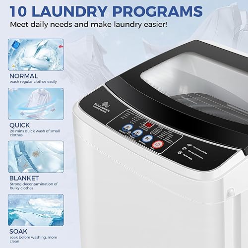 Miniatura 3 de Nictemaw Lavadora portátil, capacidad de 17.8 libras, lavadora portátil totalmente automática, combo de lavadora y secadora de 2.4 pies cúbicos con