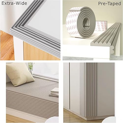 Miniatura 2 de M2cbridge Cobertura multifuncional de borde y esquina para bebé, parachoques de seguridad para bebé, 6.5 pies (gris (6.5 pies x 2))