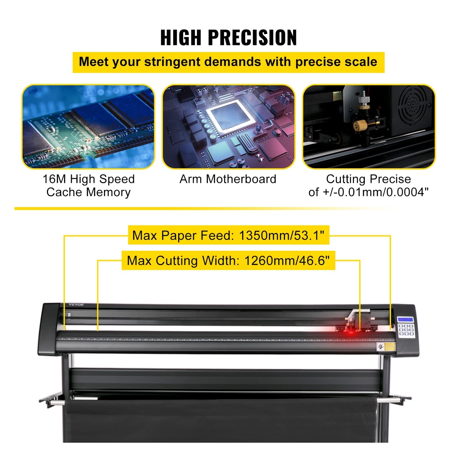 28/34/53 Zoll halbautomatischer Vinylschneider, Schneideplotter, Drucker mit Bodenständer, 3 Klingen, LCD-Display(870mm)
