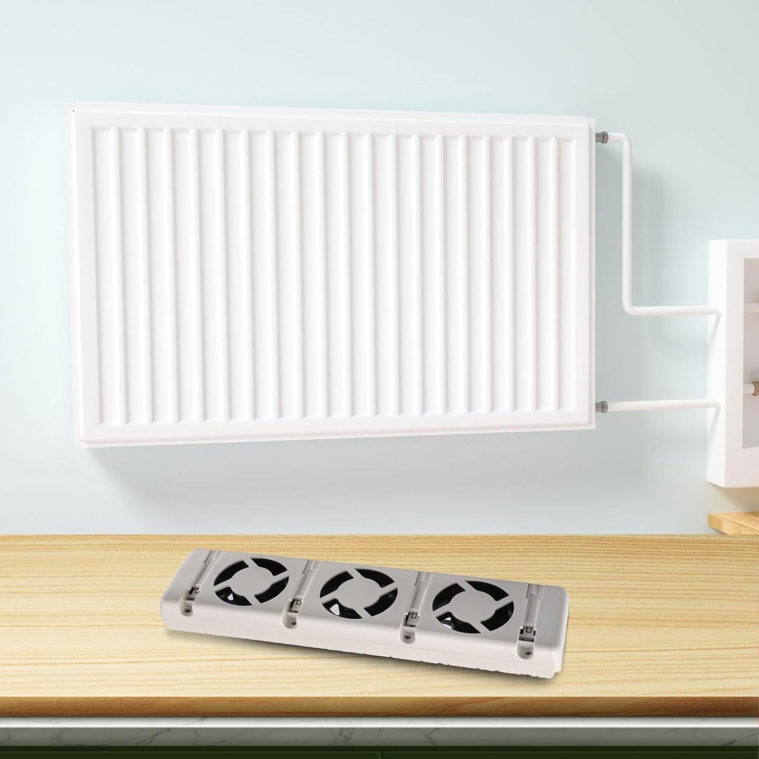 Smart Radiator Fan Energy Efficient Heating, Automatic Thermostat Control, Quiet Air Circulation, Digital Temperature Display, For 50-120cm+ Home Radiators & Convectors(MXRV-01)