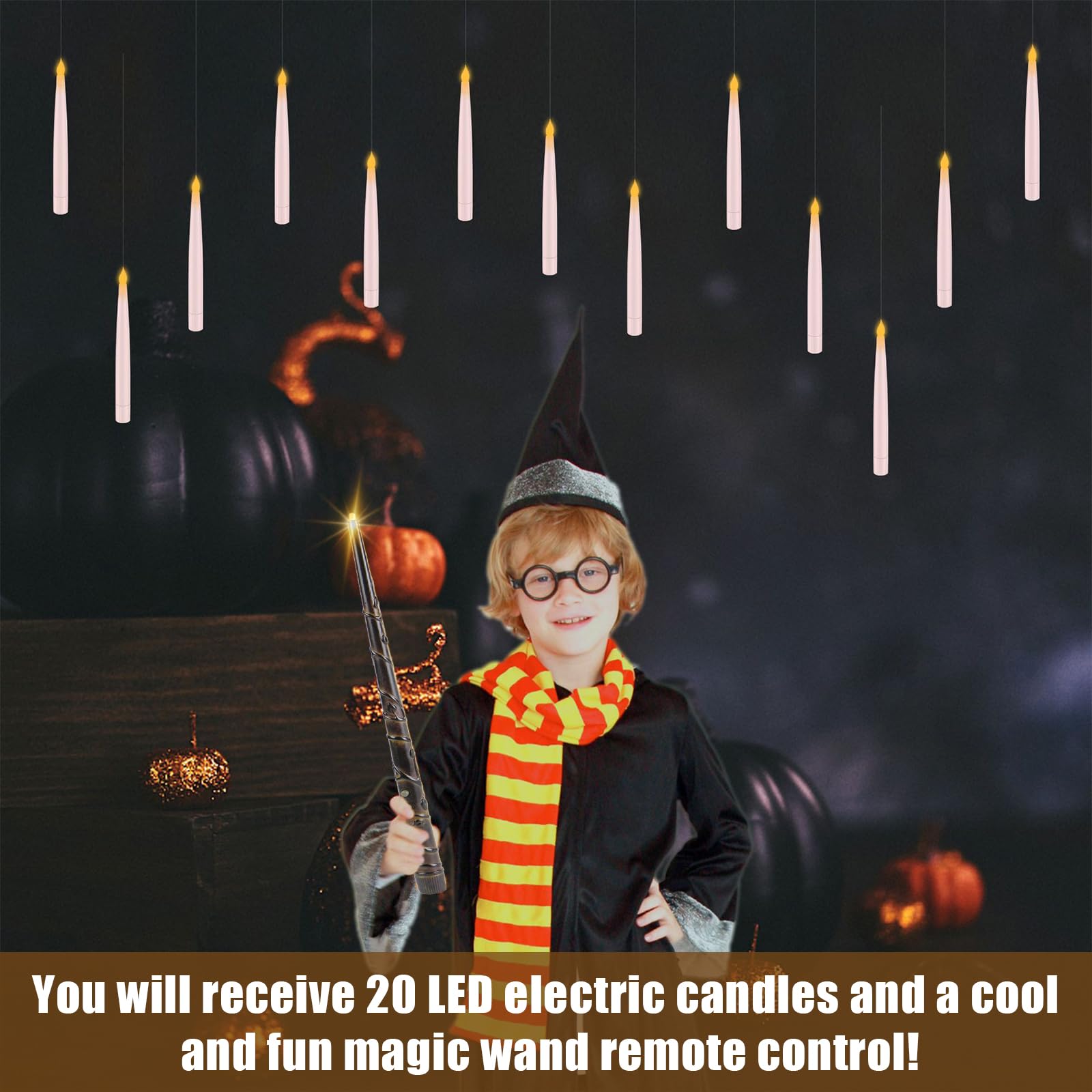 20 velas electrónicas LED con mando a distancia, decoración de Halloween, vela flotante parpadeante, decoración del hogar, decoración de dormitorio, fiesta de cumpleaños de Navidad, luces