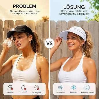 Women's UPF 50+ Sun Protection Visor Sun Hat Ponytail Cap Summer