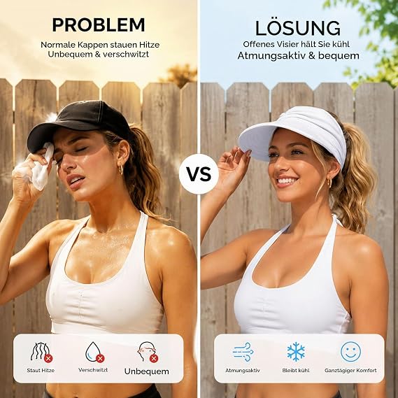 Women's UPF 50+ Sun Protection Visor Sun Hat Ponytail Cap Summer