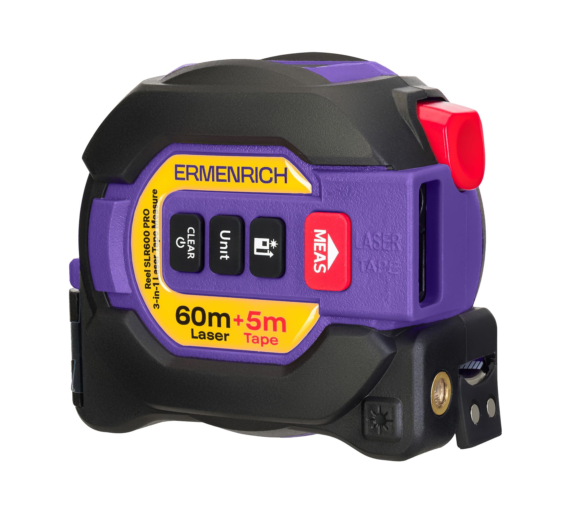 Reel SLR600 PRO Cyfrowy miernik laserowy z taśmą 60 m pomiar długości powierzchni objętość wyświetlacz LCD automatyczna blokada funkcja pamięci jednostka calowa stopa metry do budowy domu