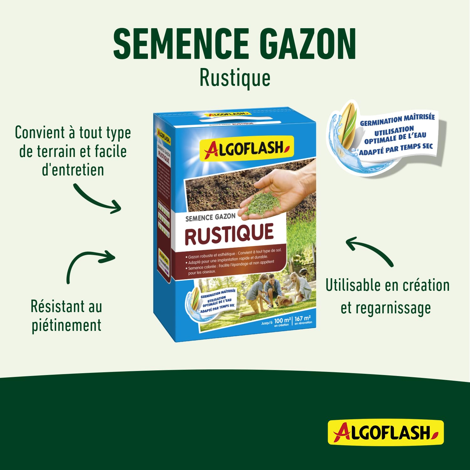 Algoflash Semence Gazon Rustique - 2,5 Kg
