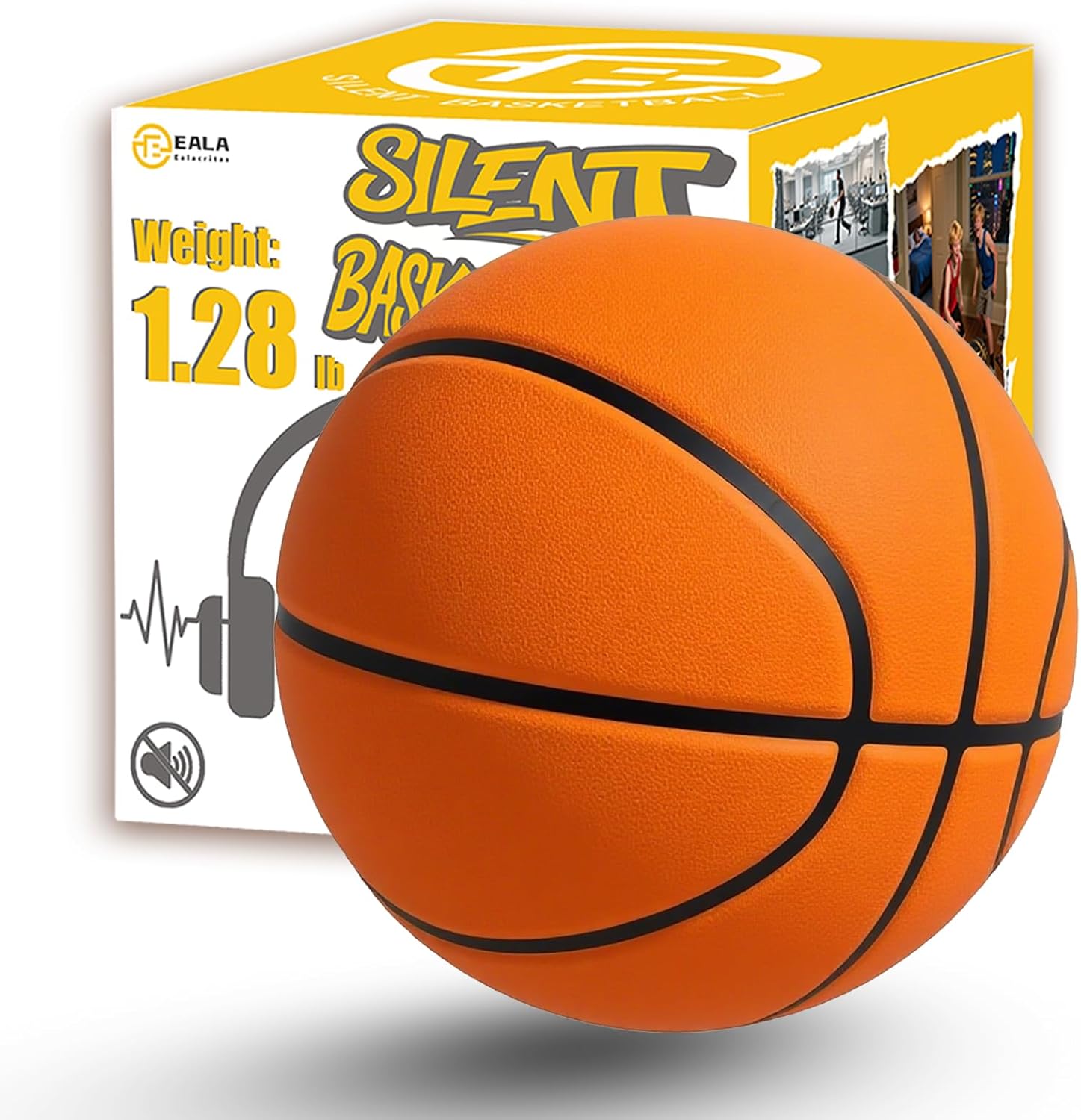 Groove-Grip Airless Silent Basketball No.7 (29.5") – Real Basketball Weight | Non-Compressed Shipping | Indoor Practice Orange No.7