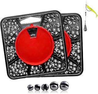 358 Piezas Pesas de Pesca, 7 Tamaños de Redondo Plomos Pesca, Plomo Peso AccesorioApto para Agua Salada y Agua Dulce Estabilizar Cebo Línea (0.2g/0.35g/0.4g/0.6g/0.8g/1g/1.5g)