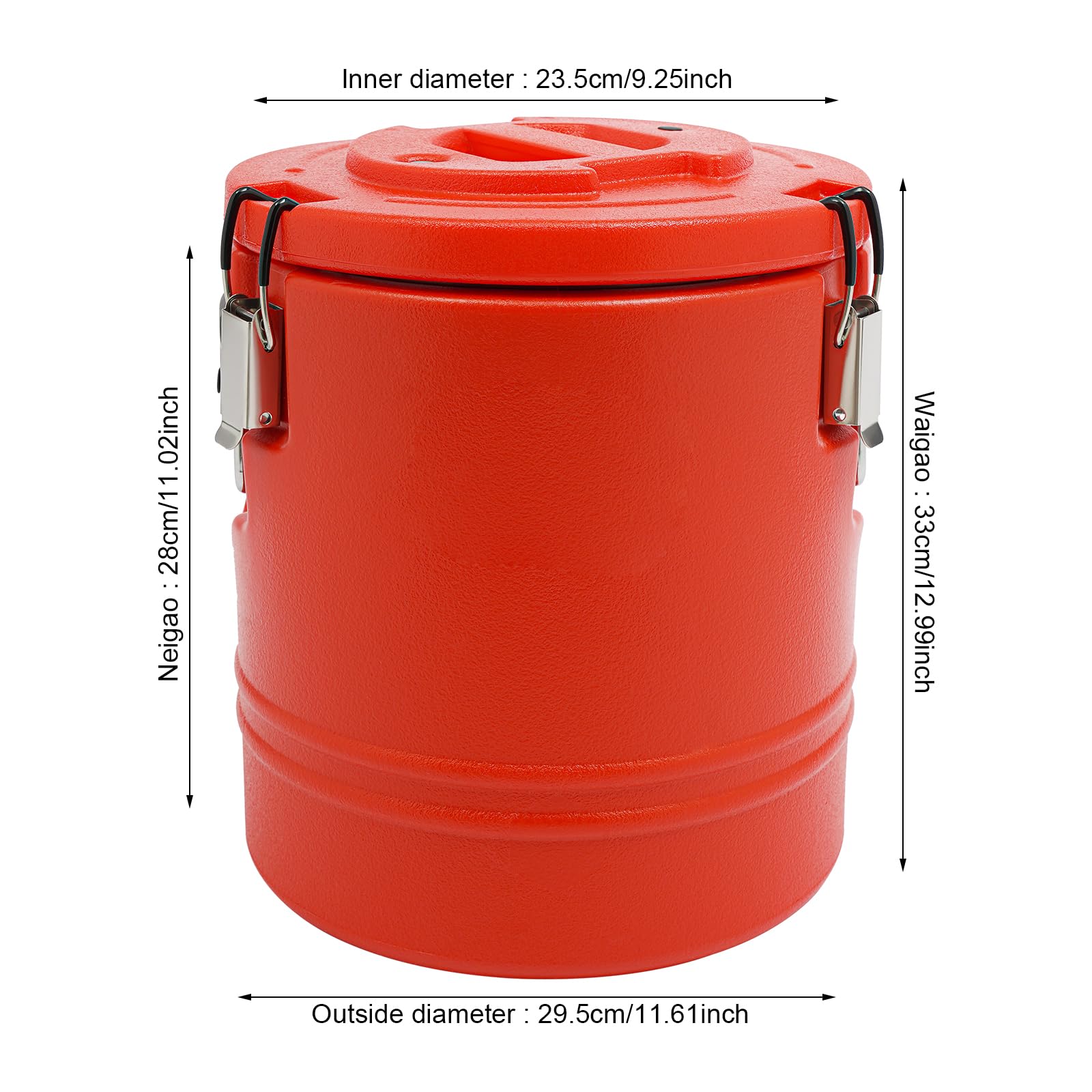 15L/15.85QT Portable Insulated Commercial Food Warmer & Soup Container with Lid, Hot & Cold Food Carrier for Catering, Restaurants, Kitchens, and Parties, 4-6H(Hot), 6-8H(Cold) Insulation (Red)