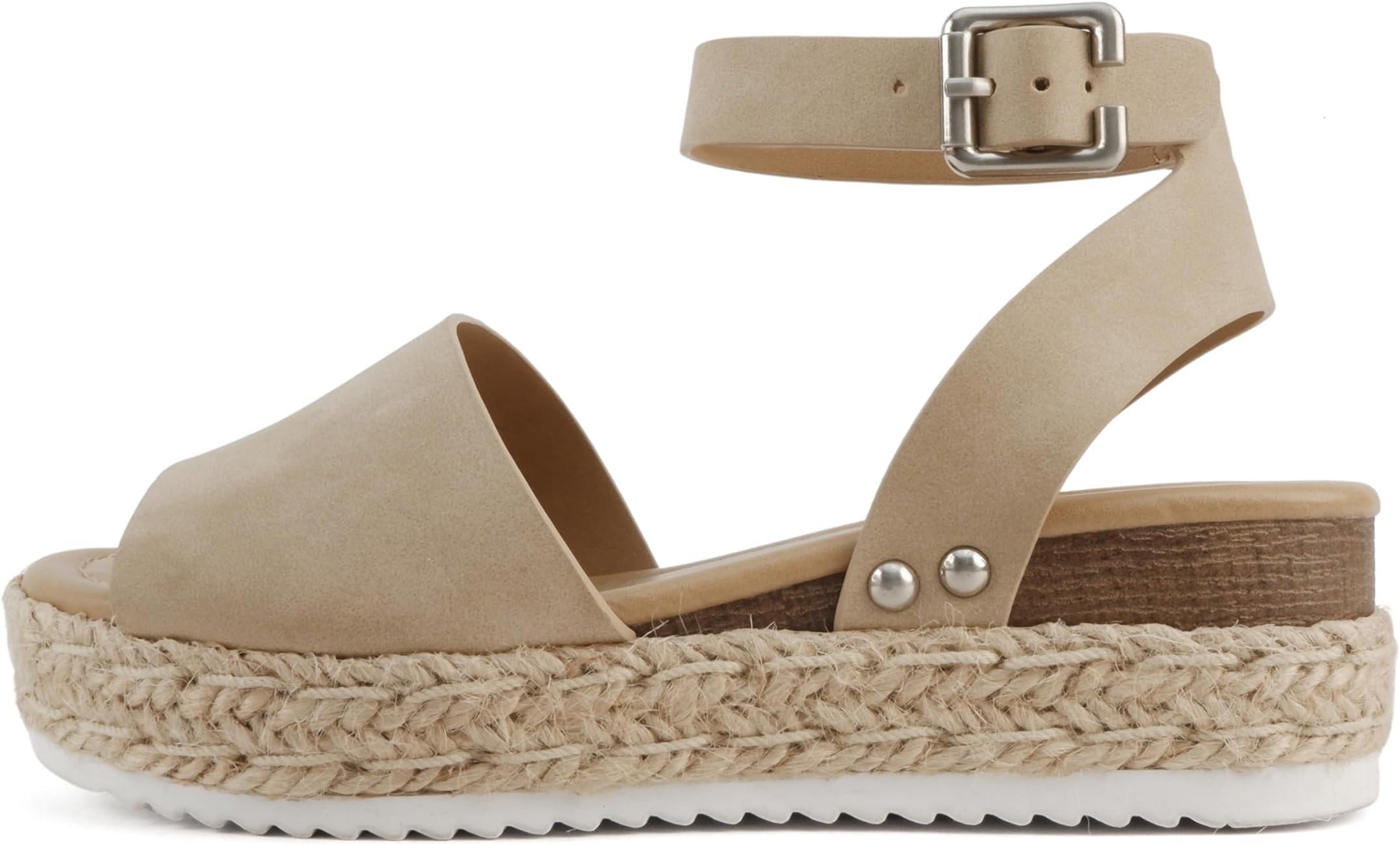Topic Open Toe Buckle Ankle Strap Espadrilles Flatform Wedge Casual Sandal
