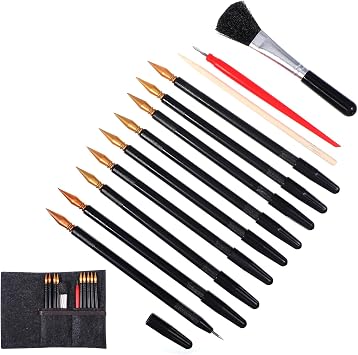 14 Pcs Scratch Art Tools Scratching Drawing Tool Set Including Tools Bag, Scratch Coloring Pens, Plastic Pens, Wooden Stylus, Clean Brush for Adults Painting Paper