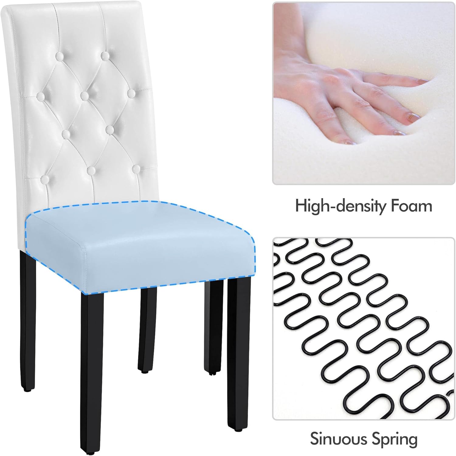 Close-up image showing the adjustable footpads on the bottom of a chair leg, with arrows indicating rotation for adjustment.