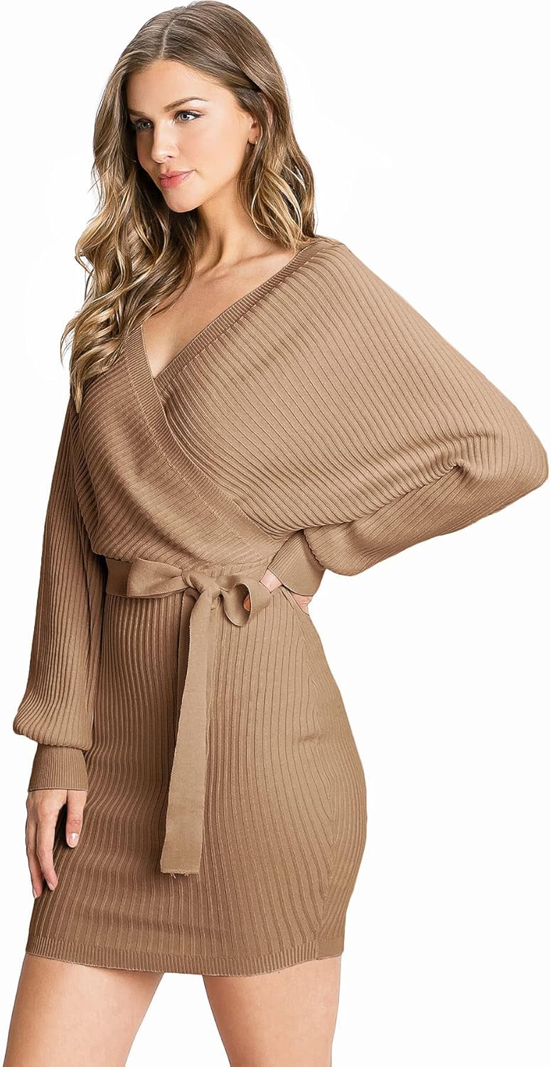 surplice sweater dress