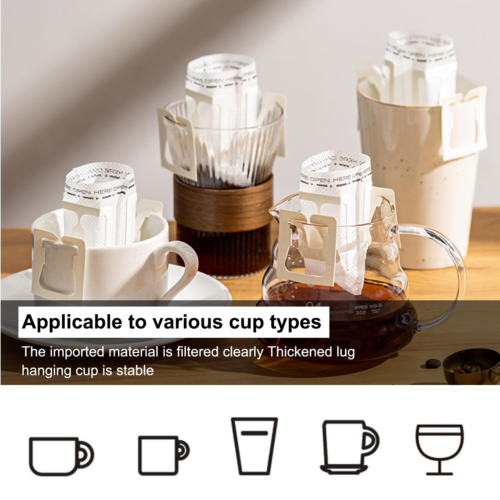 200 Filtres à Café Camping Suspendus - Tissu Non Tissé Alimentaire - Portable Pour Voyage, Bureau, Maison