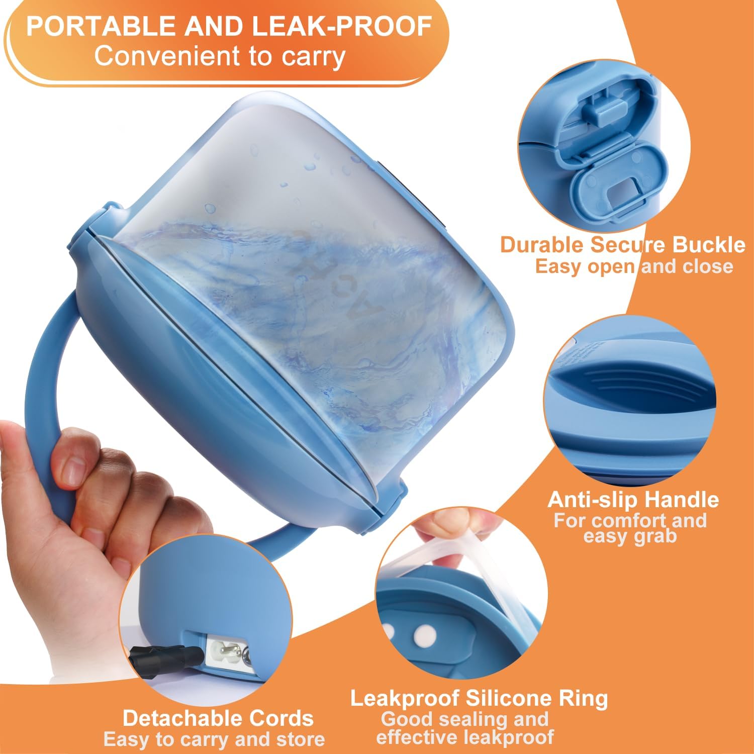 Aotto Portable Oven Food Warmer and Heater, Electric Heated Lunch Box Black and Blue