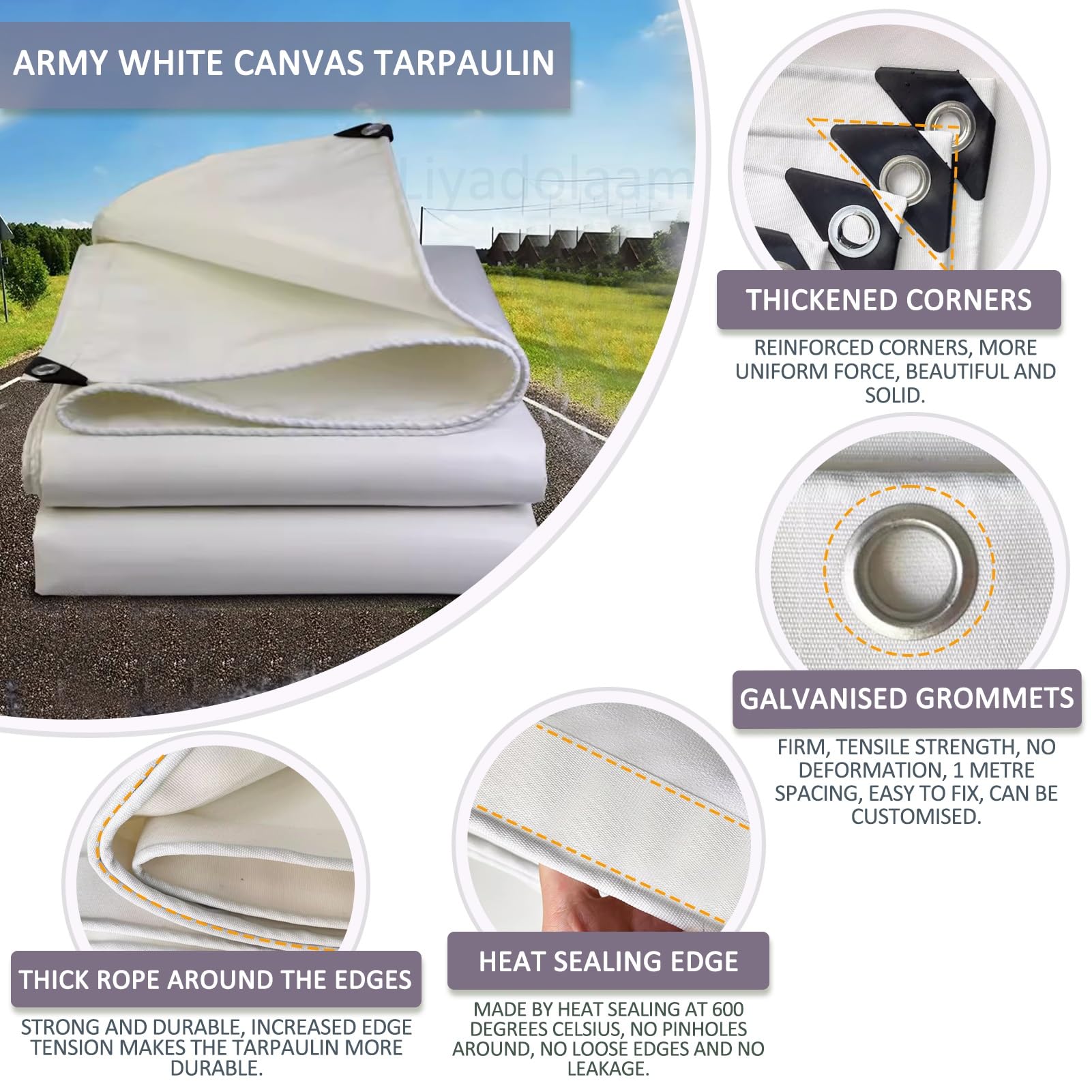 大型ヘビーデューティーターポリン、タープ、0.35Mm厚ターポリン防水