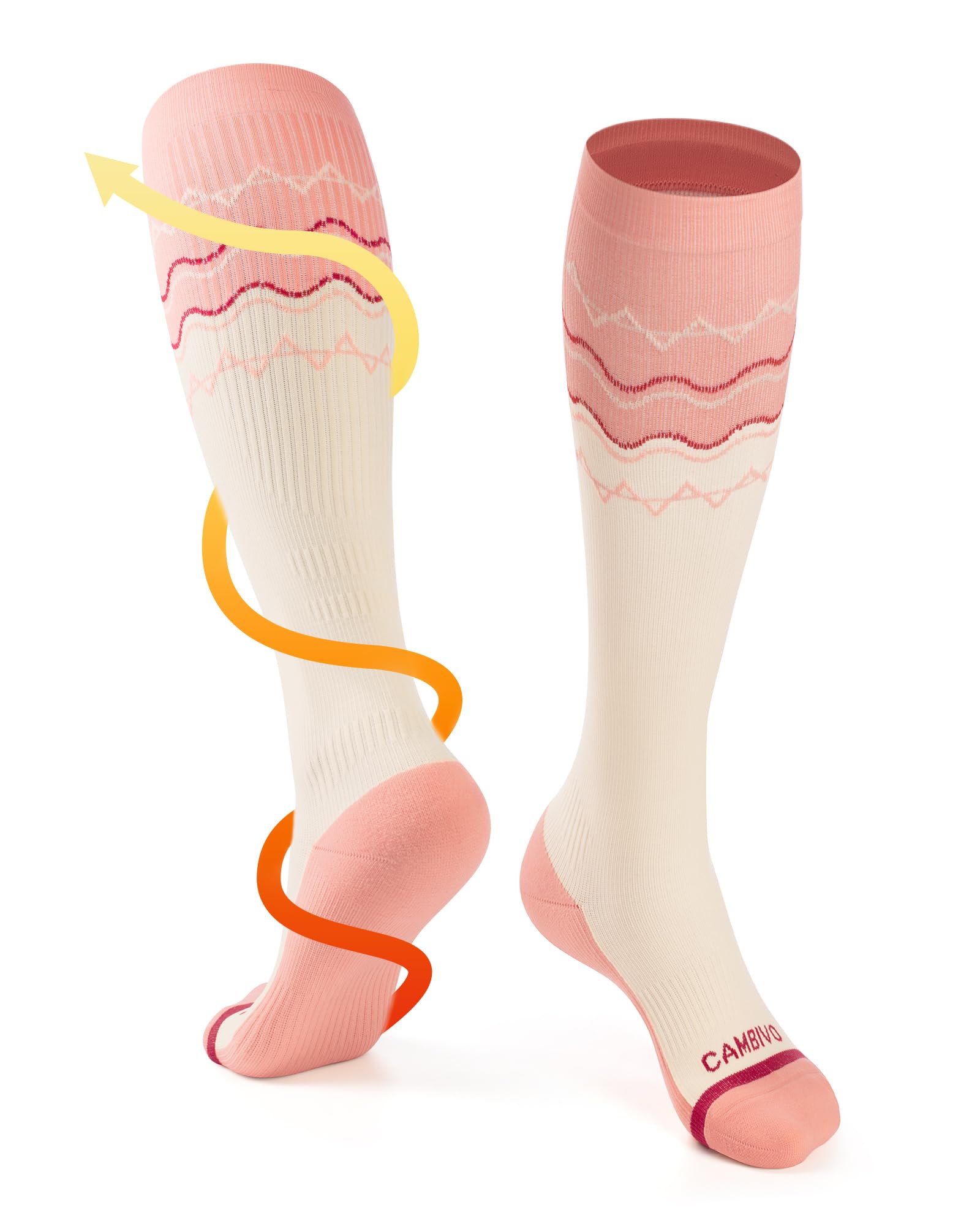 CAMBIVO Compression Socks for Women and Men, 15-20 mmHg Flight Socks for Women, Running Socks for Travel Essentials, Sports, Yoga, Workouts, Pregnancy, Work, Nurse