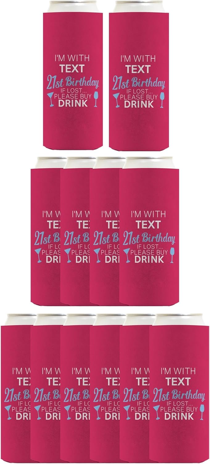 21st Birthday Party Adult Favors For Women Personalized 21st Birthday If Lost 12-Pack Personalized Ultra Slim Seltzer Can Coolies