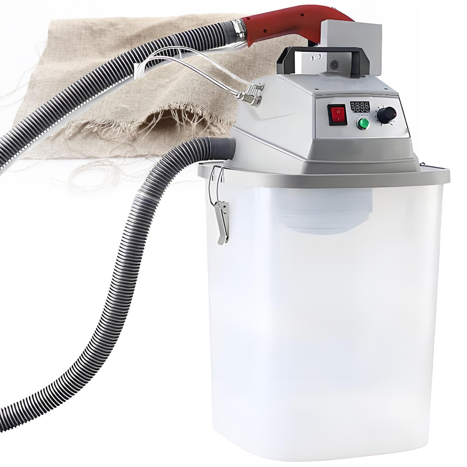 Automatyczna Elektryczna Obcinacz Nici z Pojemnikiem Próżniowym 30L, Bezstopniowa Prędkość 450W Silnik Bezszczotkowy Trymer Odzieżowy dla Szycia Przemysłowego, Krawiectwa i Produkcji Odzieży
