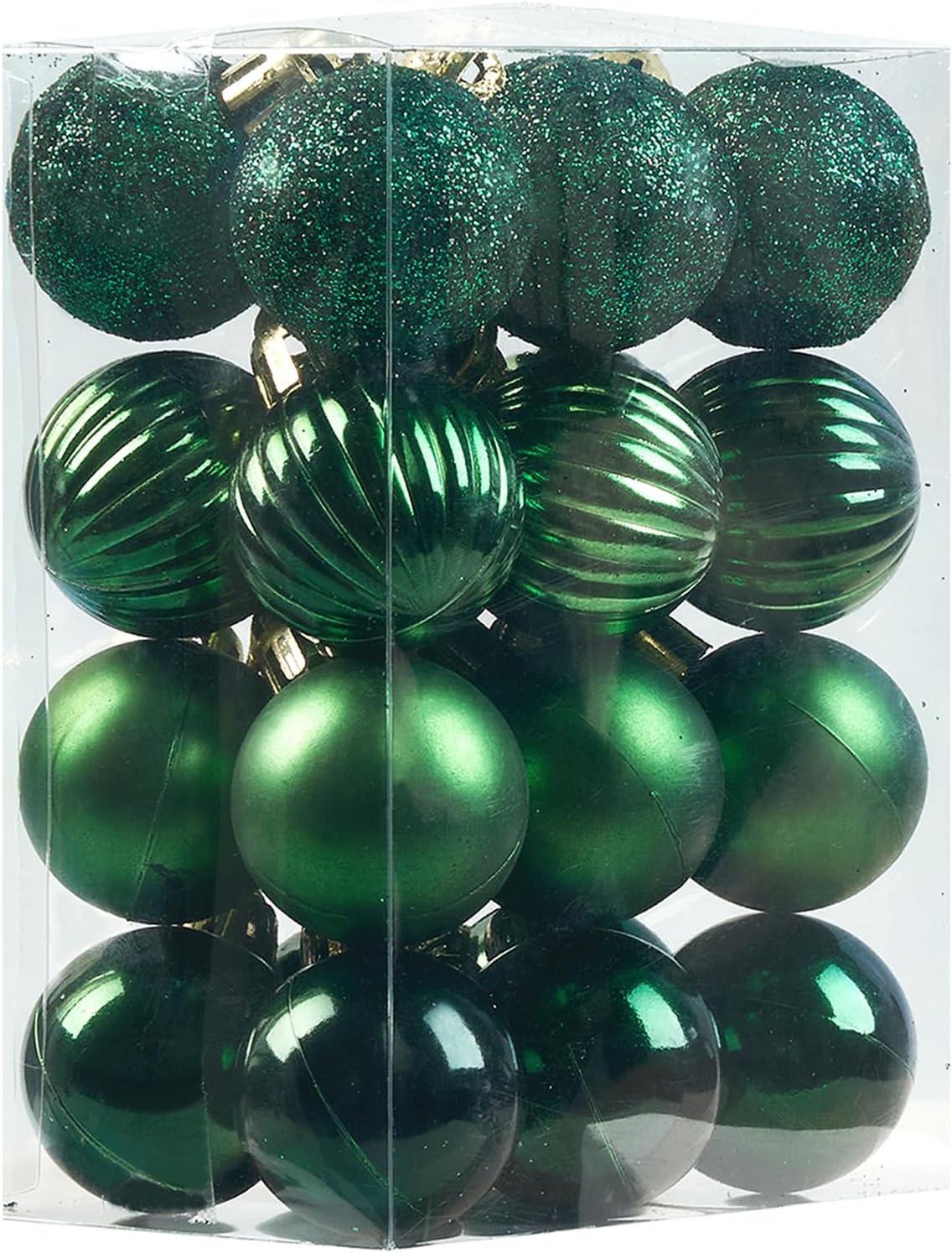 Emopeak 24Pcs Christmas Balls Ornaments for Xmas Christmas Tree - 4 Style Shatterproof Christmas Tree Decorations Hanging Ball for Holiday Wedding Party Decoration Dark Green