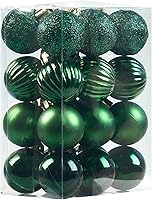 Vista 55 de Emopeak 24 bolas decorativas para árbol de Navidad, 4 estilos inastillables, decoración de árbol de Navidad, esferas colgantes para decoración
