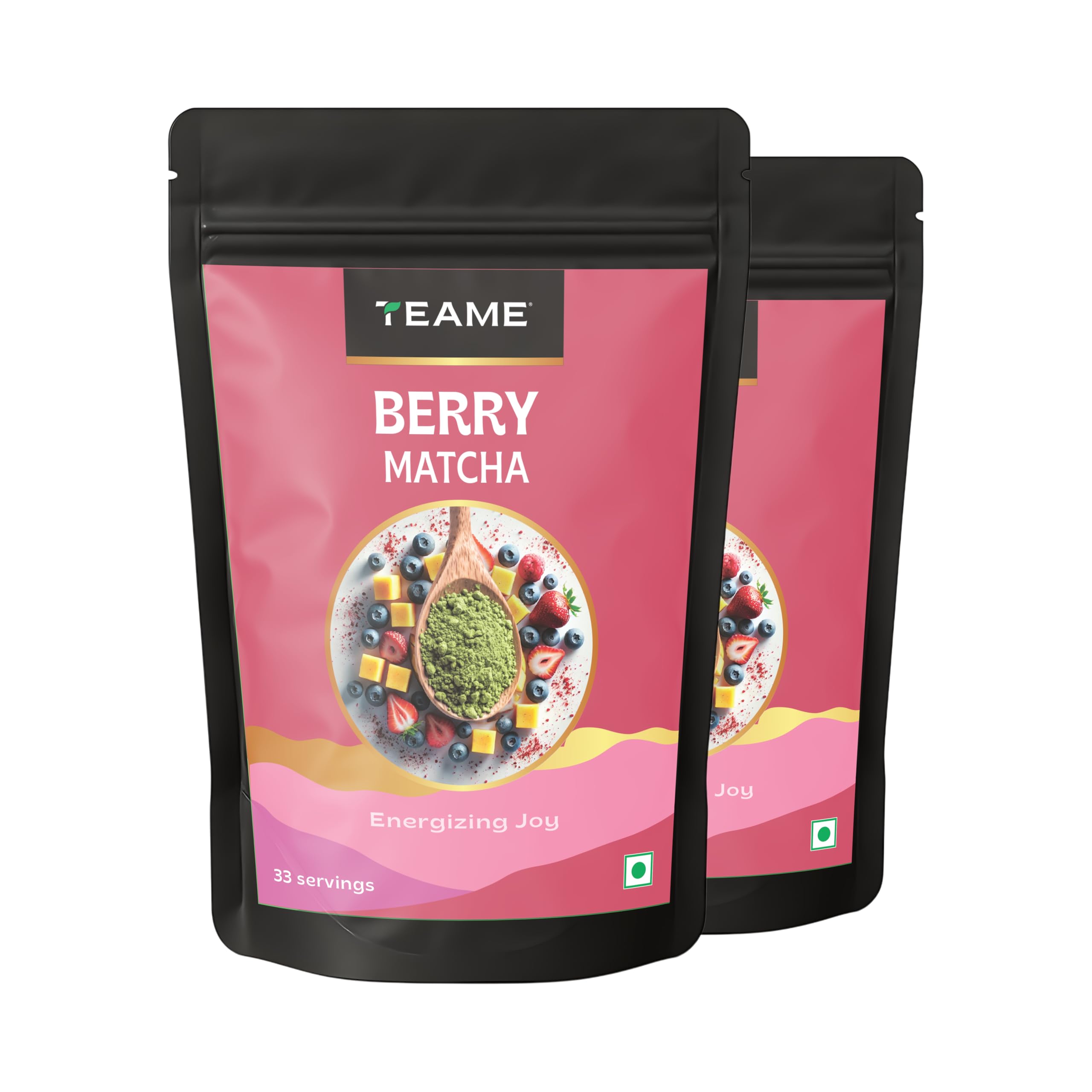 TE-A-ME Berry Matcha Tea Powder, 100g (66 Servings) | Tasty & Delicious | No Artificial Sweeteners | Premium Grade | Macha Tea Powder | Ceremonial Grade | Flavoured Matcha