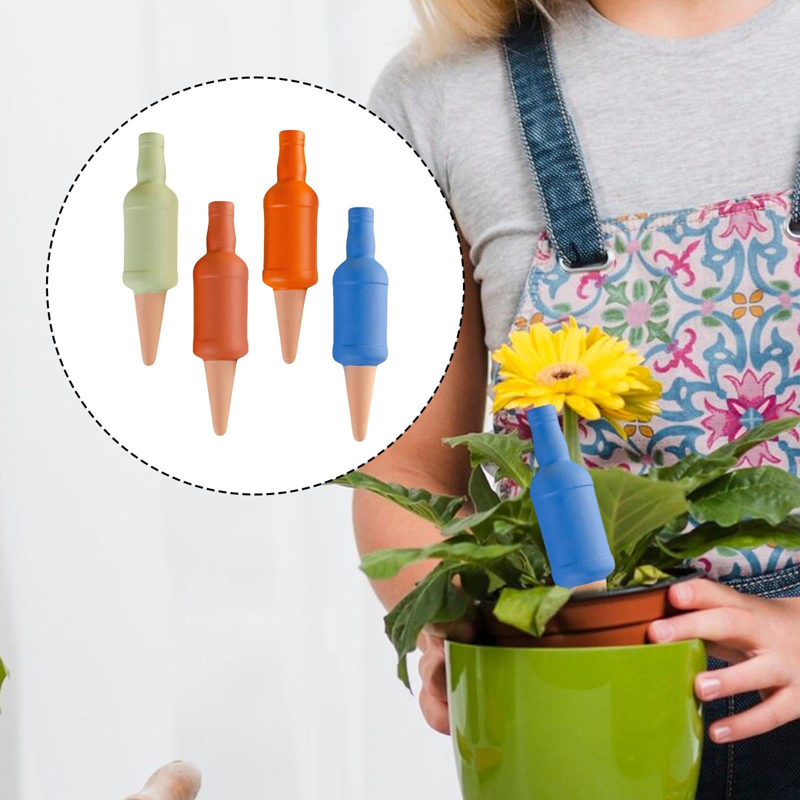 predolo 4 Piezas Automático para Plantas Estaca de Autorriego de Arcilla Diseño Innovador Adecuado para Plantas Maceta