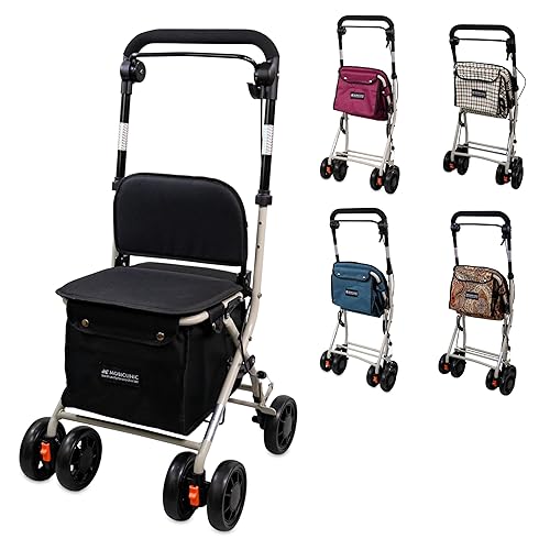Mobiclinic®, Déambulateur pliant, Chariot de courses avec siège, 21 l,