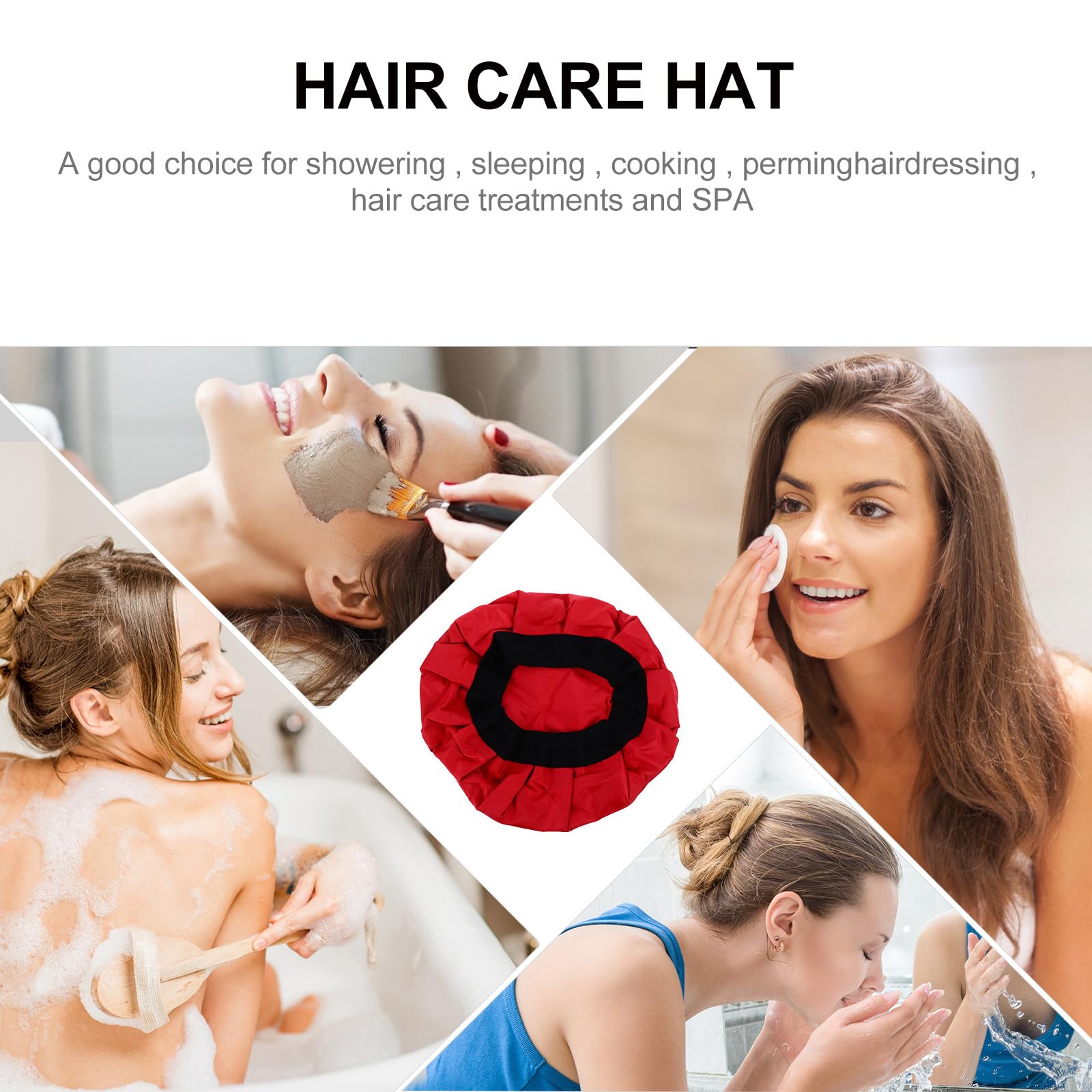 Gorro Térmico para Cabello Gel de Acondicionamiento Profundo, Reutilizable sin Cables, Calentable en Microondas, Color Rojo, para Cuidado y Terapia Capilar en Casa