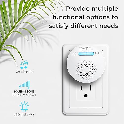 Miniatura 3 de Timbre inalámbrico, timbre autoalimentado, no requiere batería, botón pulsador, kit de timbre de puerta inalámbrico con 36 campanillas, 8 volúmenes