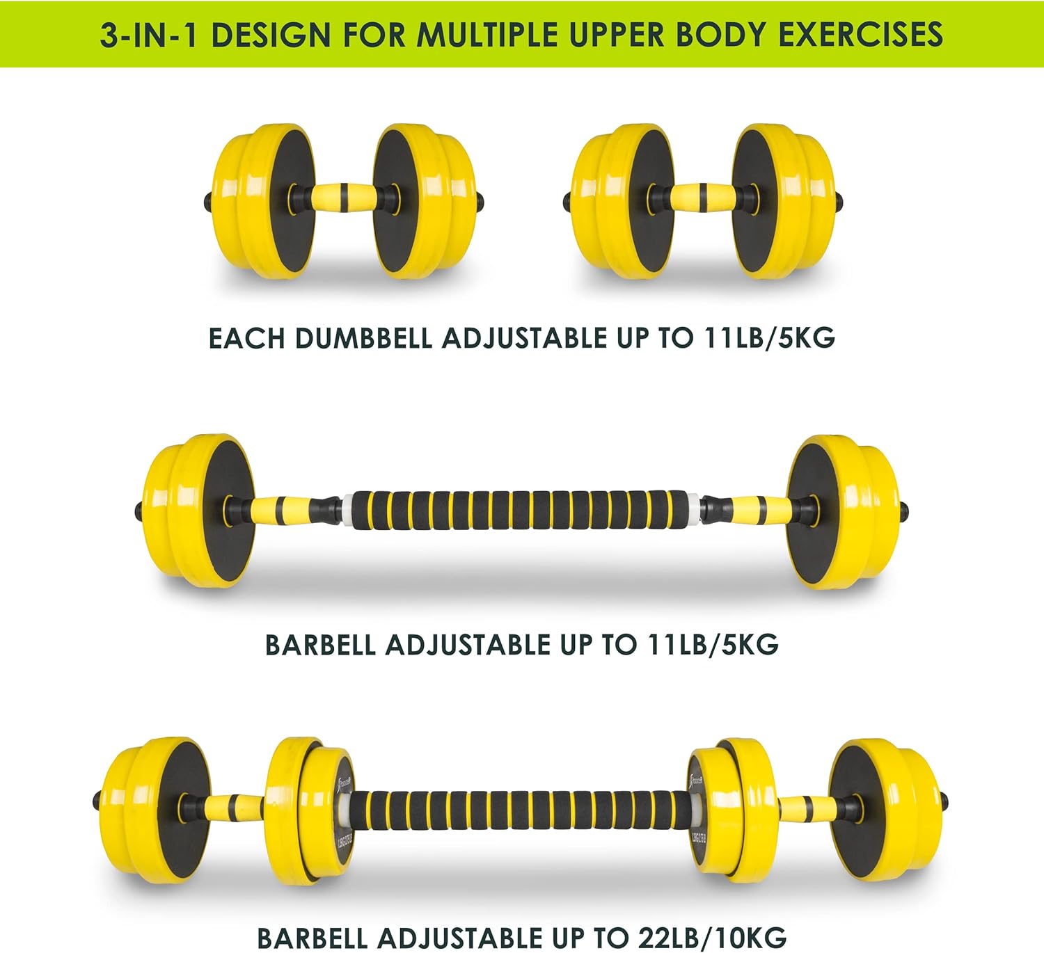 ProsourceFit Adjustable Dumbbell & Barbell Weight Set, 2-in-1 Free Weights Available, Home Gym Equipment