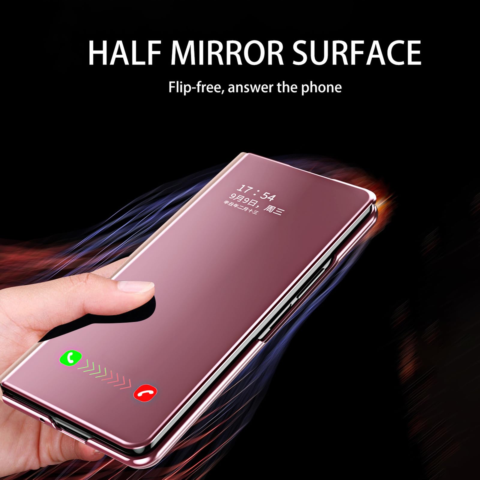 Ribaltabile Custodia per Samsung Galaxy Z Fold 8 Ultra, Chiaro Finestra | Chiusura Magnetica Placcatura Specchio Pelle Cover con Funzione Supporto Caso,Argento,Fold 8 Ultra