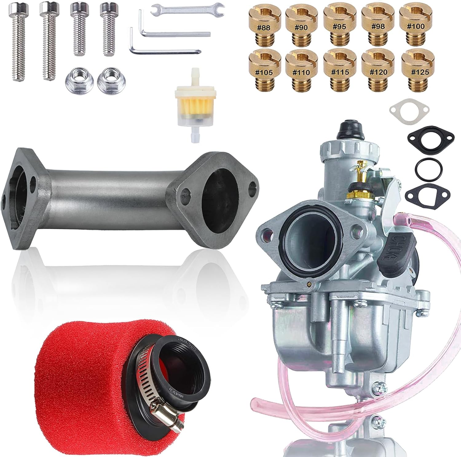 JMCHstore VM22 Carburator w/Curved Manifold Racing