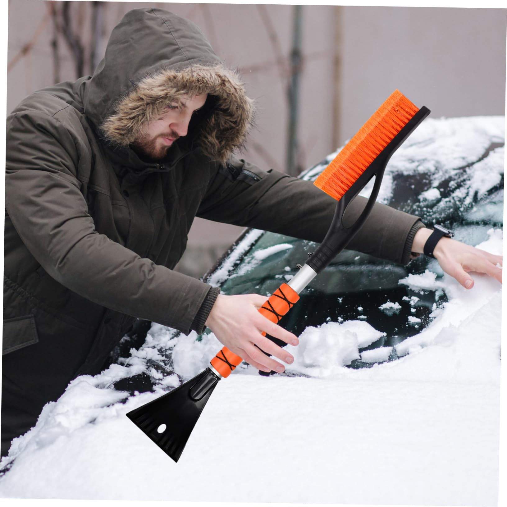 PRETYZOOM 2pezzi Raschietto per Neve e Ghiaccio per Parabrezza e Finestrini Auto Raschietto Estensibile Resistente per Rimuovere Neve e Brina da Auto