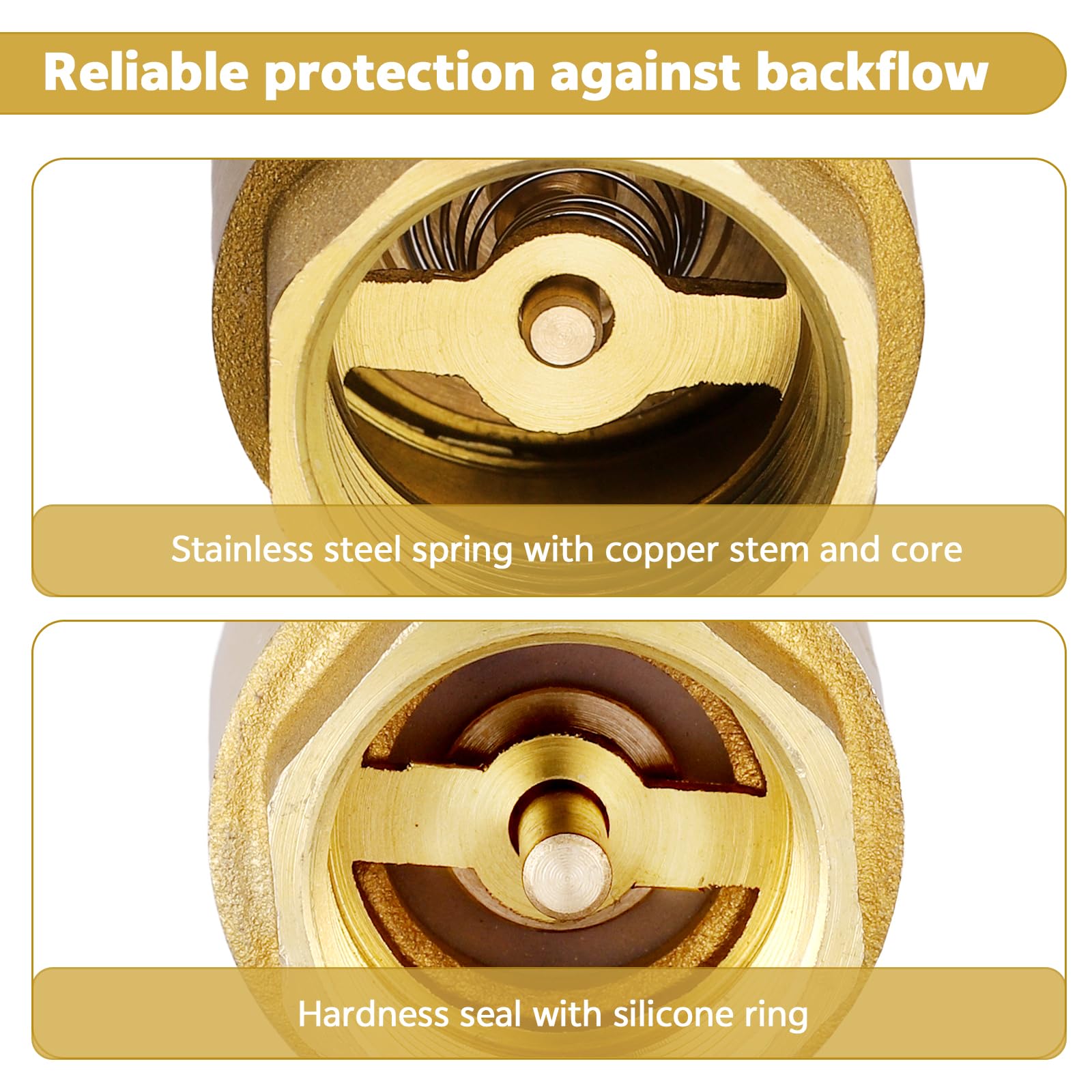 Zocipro Valvola Di Non Ritorno 3/4 Pollice In Ottone, Femmina A Maschio, Valvola Di Ritegno Impermeabile Da 3/4'' Per Pompa, Giardino, Lavatrice, Botte, Tubazione Dell’Acqua, Scaldabagno