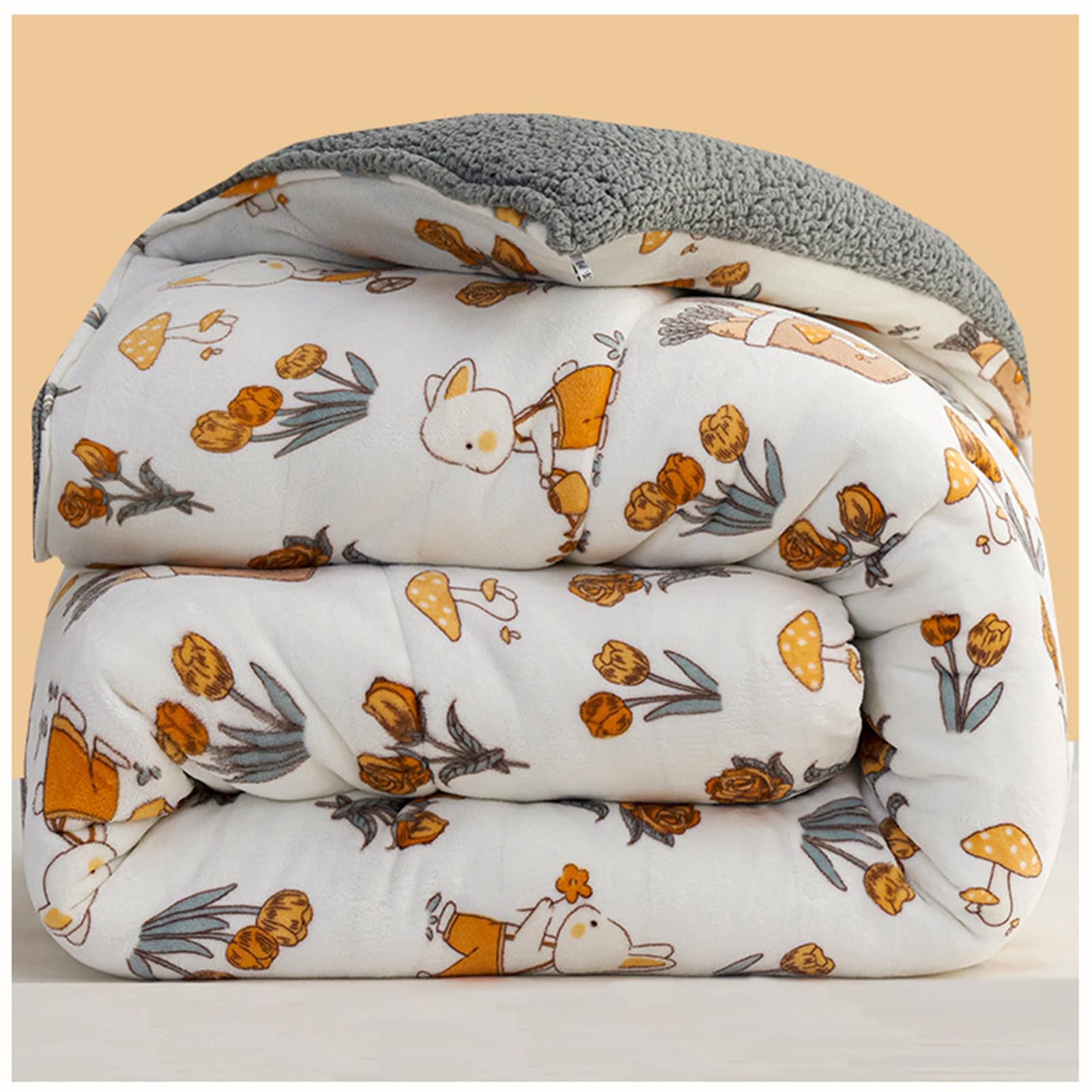 ZTGL Autumn and Winter Flannel Blanket, Thickened Soft Insulation Lamb Cashmere Quilt, Fluffy Double Sided Milk Velvet Comforter Core, Lightweight Duvet,H,150x200cm(3.5kg)