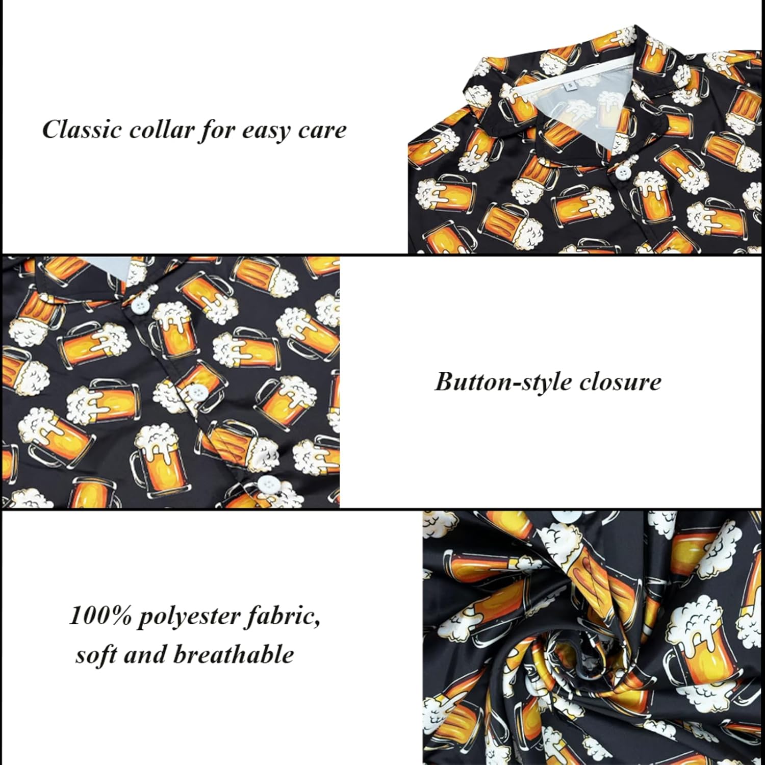 Mens Pajama Set Short Sleeve Sleepwear Button Down Summer Loungewear Lightweight Soft Comfy - Image 3