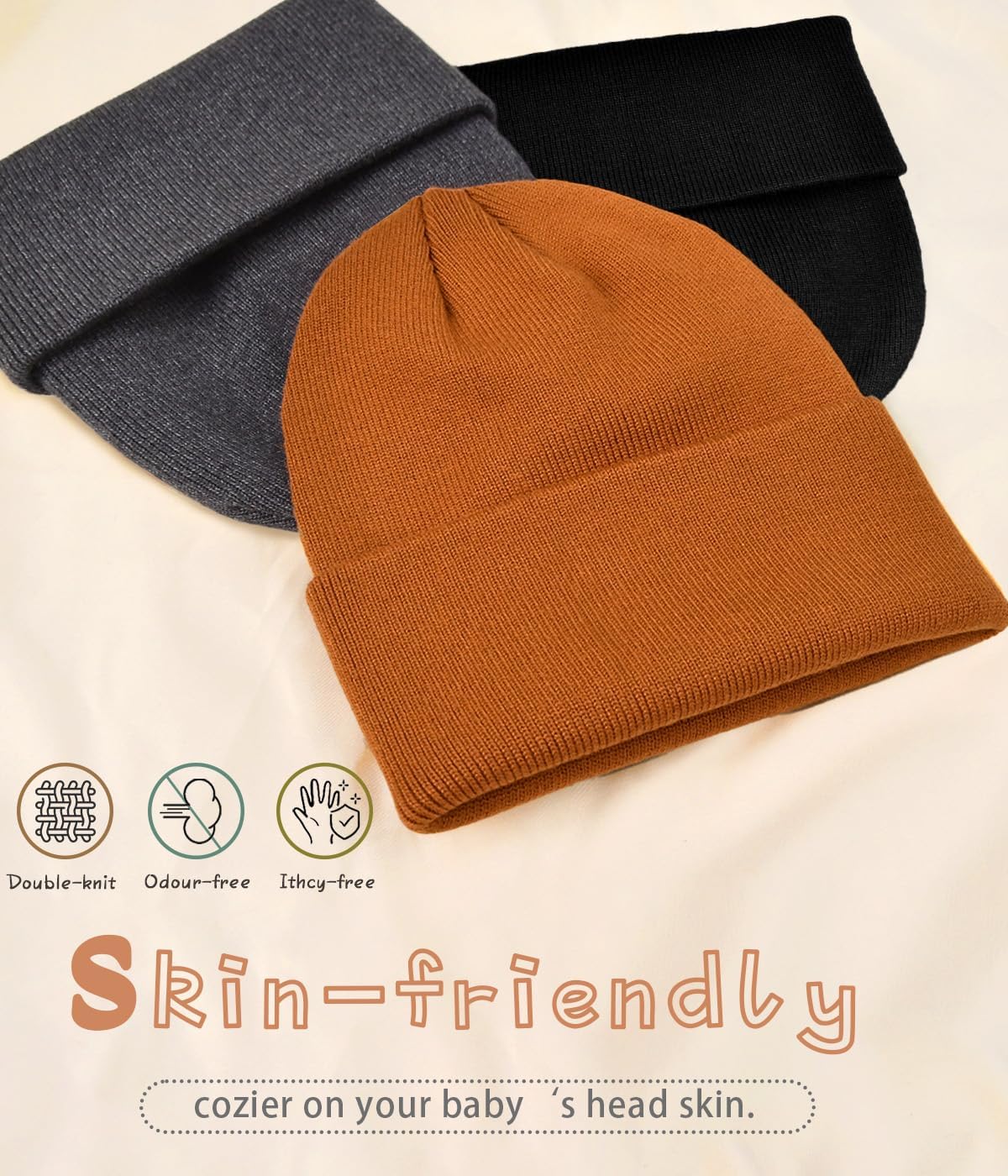 Rosoz Toddler Beanie Boys Girls Baby Knit Warm Beanies Kids Children Winter hat Caps - Image 2