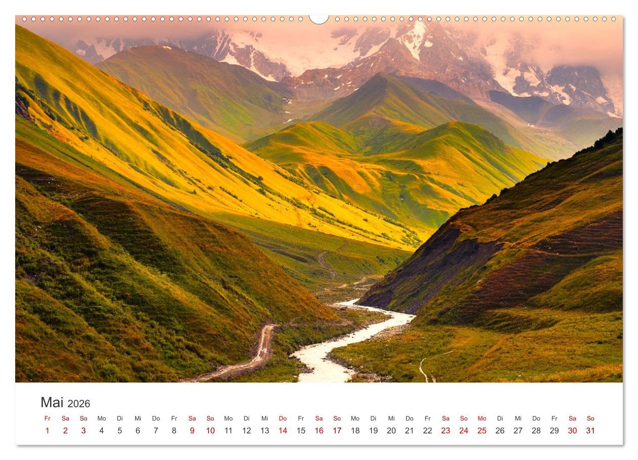 Georgien - Einmalige Landschaften (hochwertiger Premium Wandkalender 2026 DIN A2 quer), Kunstdruck in Hochglanz: Kaukasus und Schwarzmeer. (CALVENDO Orte)
