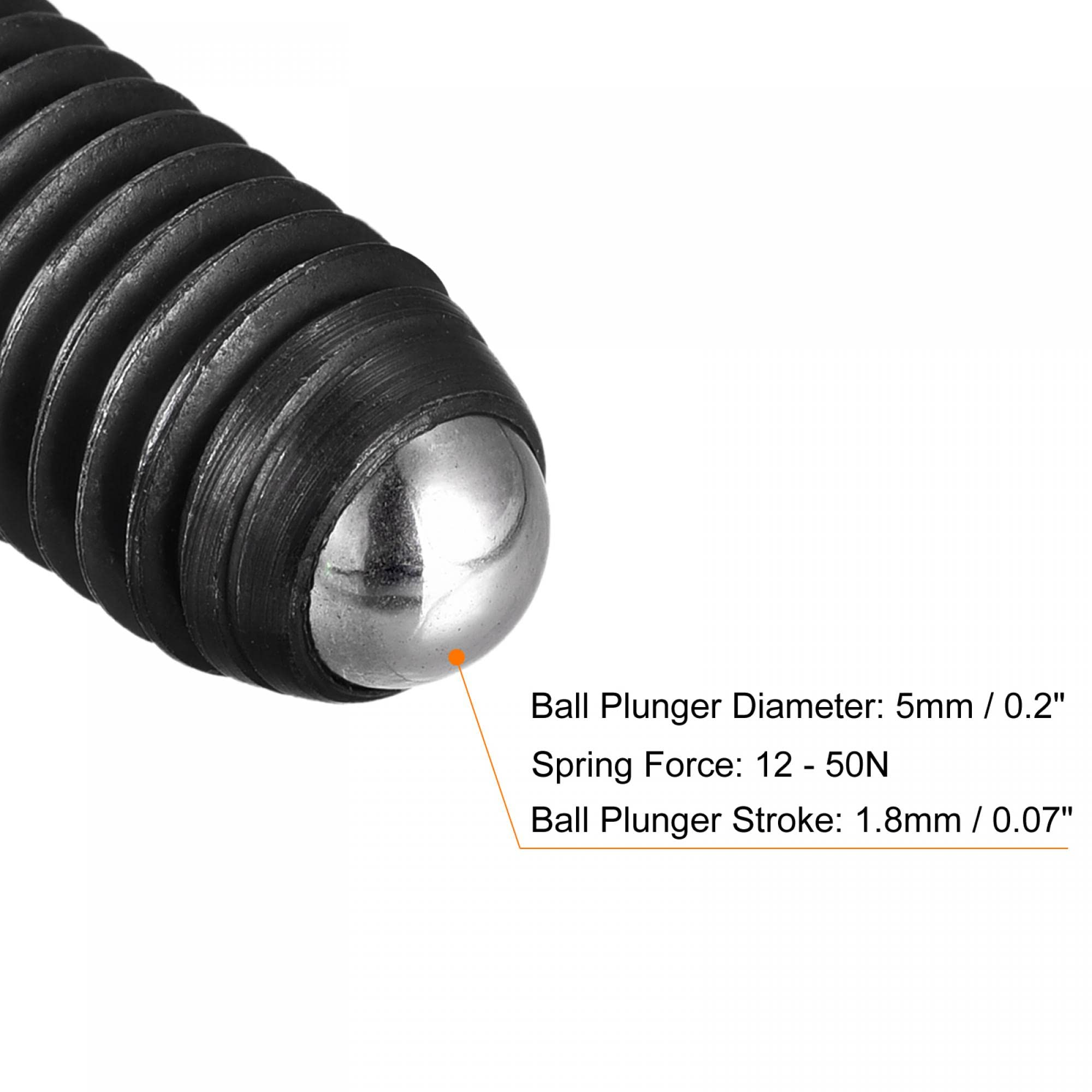 Uxcell M8 X 30mm Ball Point Set Screws – 304 Stainless Steel, Hex Socket, Spring Plunger, 8-Pack