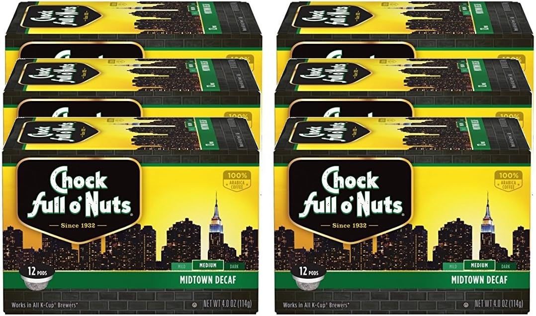 Chock Full o'Nuts Midtown Decaf, Single Serve Cups, Case of
