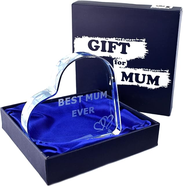 LT Mum Gifts, Engraved Glass Heart Best MUM Ever, Gifts for Mum, Mum Birthday Gifts, for Mum, Birthday Gifts for Mum, for Mum, Mum Gifts from Daughter